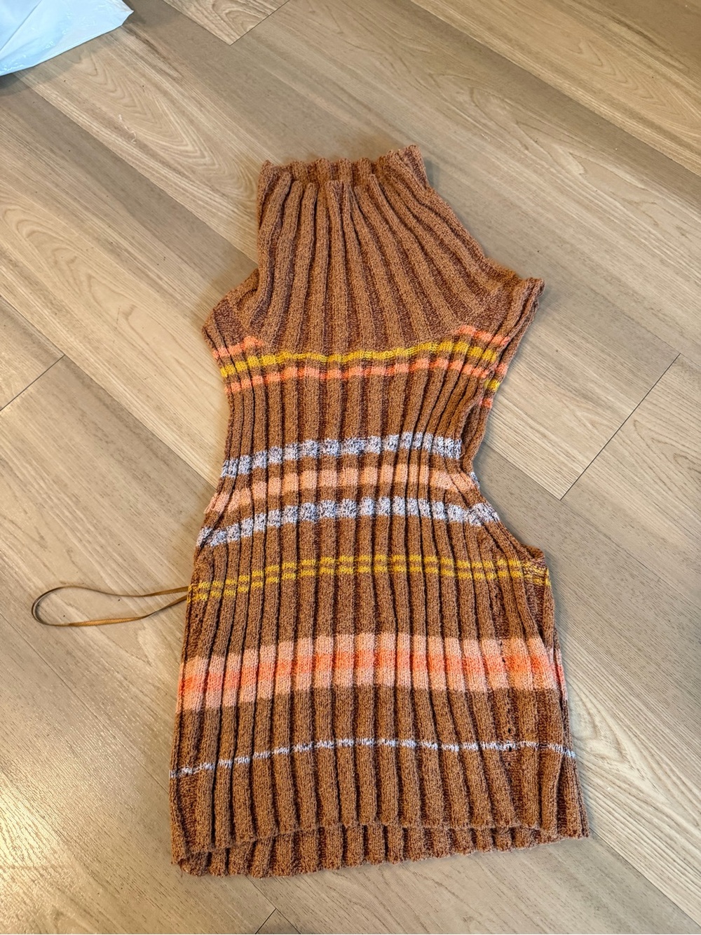 Free People Brown Ribbed Striped Knit Tank